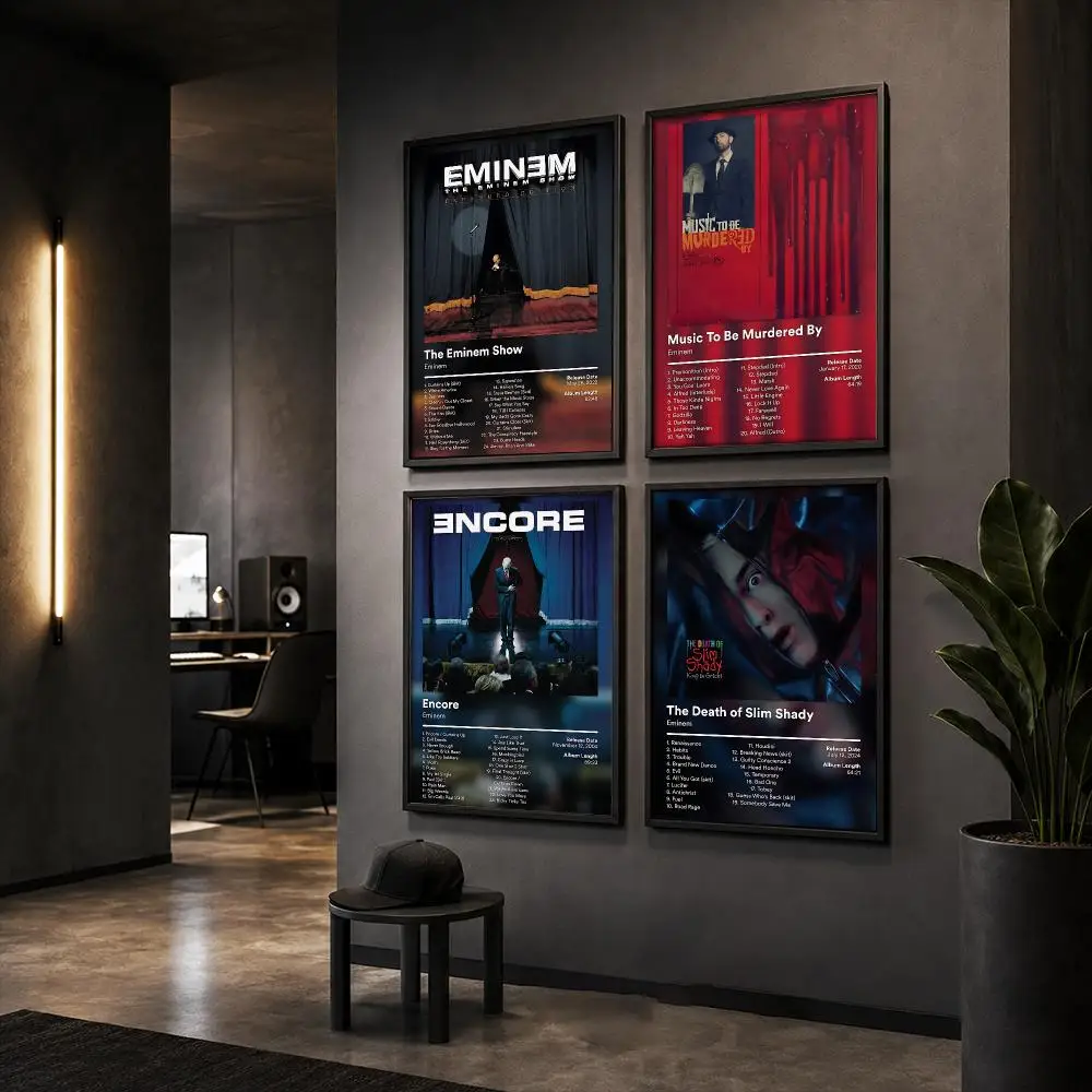 E-Eminem Singer Album Poster HD Home Wall Stickers House Hallway Living Room Bedroom Bar Office Decor Art Prints