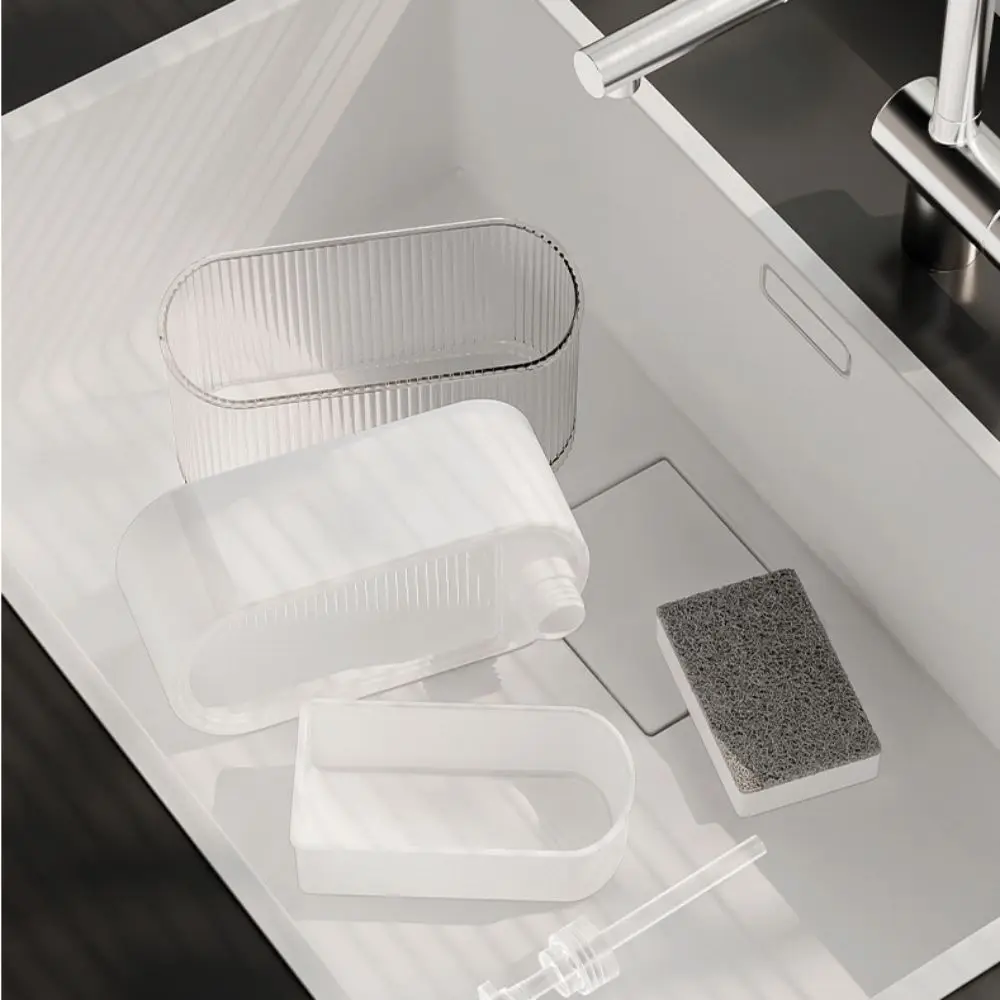 Dispenser di sapone da cucina in plastica con supporto per spugna Pompa per sapone per le mani Dispenser di detersivo Strumento di pulizia a prova di perdite