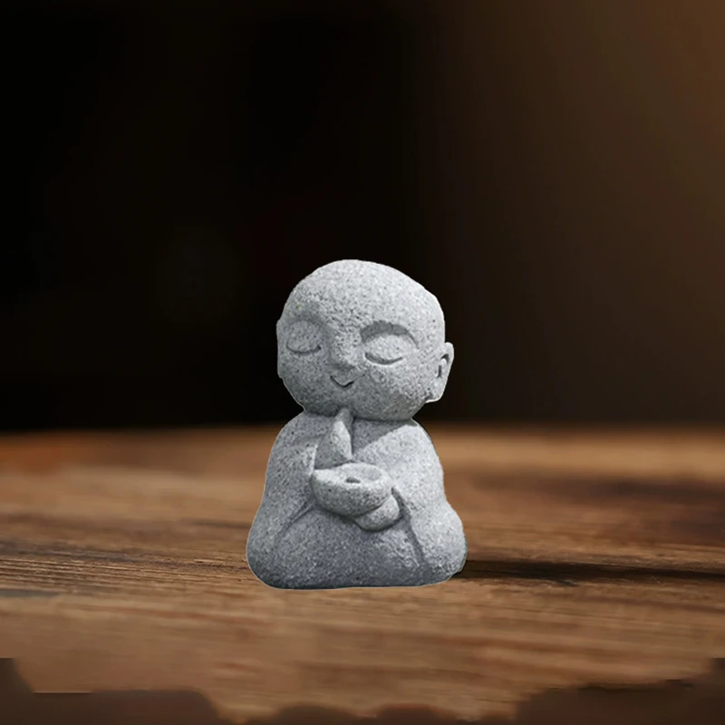 Jizo Monk Incense Holder Sandstone Stick Burner for Zen Home Decor