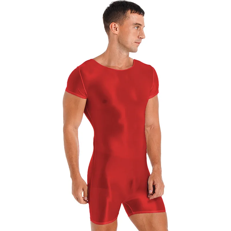 Macacão masculino shapewear brilhante macio yoga bodysuit ginástica terno maiô collant 16 cores zentai herói trajes adultos