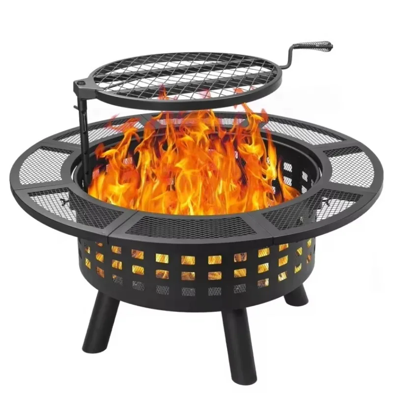 2026 Hot Sale Garden Outdoor Wood Burning Fire Pit Table Bbq Grill For Patip Camping
