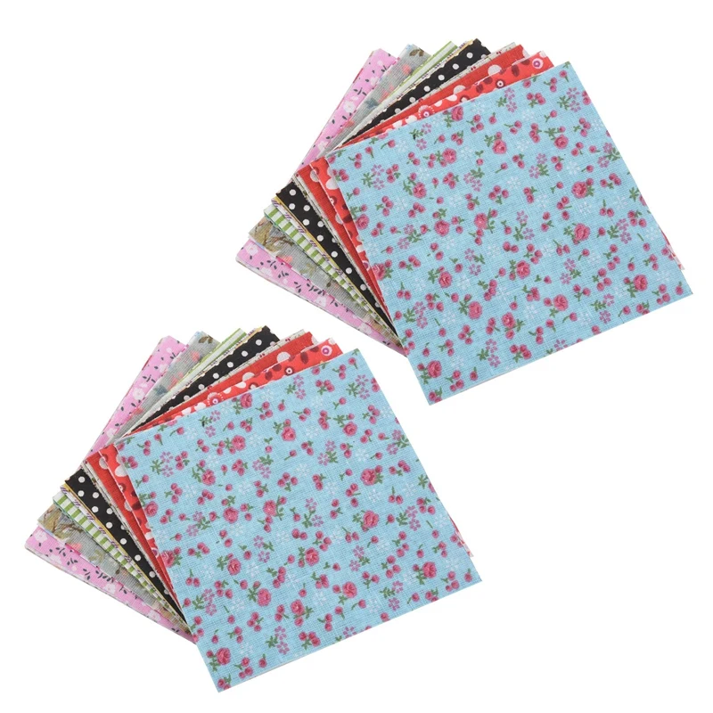 200Pcs 10X10cm Square Floral Cotton Fabric Patchwork Cloth For DIY Craft Sewing