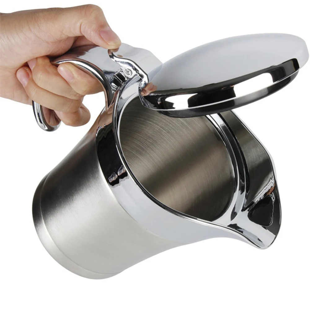 

Home Gravy Boat Dispenser with Lid Dining Room Portable Stainless Steel Bucket Steak Sauce Dispensing Pot Kitchen Accessories