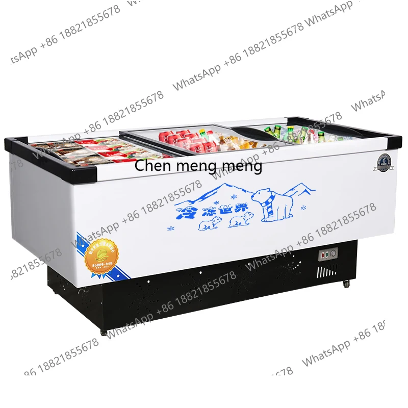 

Freezer commercial large-capacity refrigerator refrigerated display fresh-keeping transparent glass horizontal island cabinet