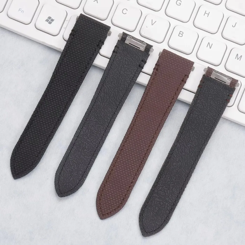 Fit For Cartier Santos Sailcloth FKM Rubber Watch Strap 20mm/23mm/24mm Size With Original Steel End Linking Watch Band - view 3