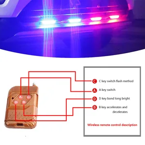 4 em 1 vermelho azul luzes estroboscópicas de emergência luzes da polícia 12v com controle remoto sem fio flash grade luz para carros caminhão van suv 10 principais vendas pisca amarok - №3
