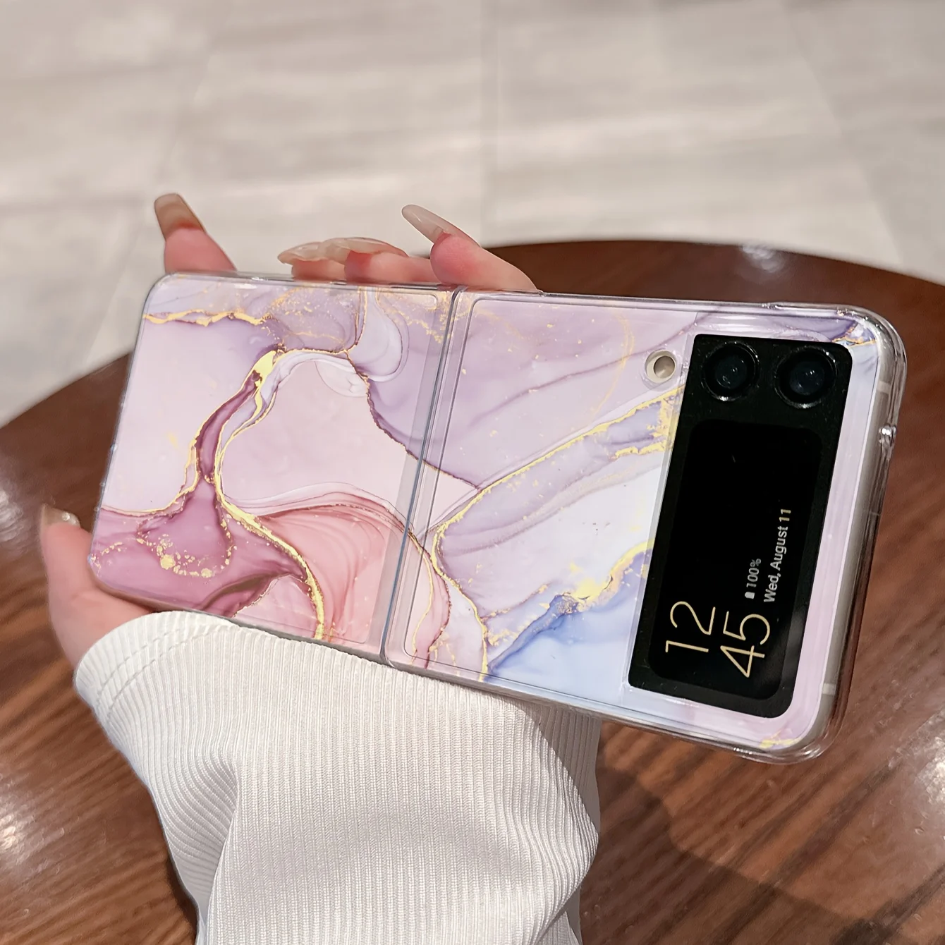 Phone Case - Suitable for SAMSUNG Galaxy Protective Case, Fashionable Pink Marble Pattern Galaxy Z Flip3 4 5 6 Series Phone Case