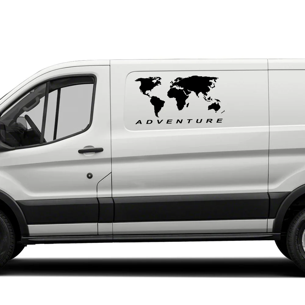 Pegatina lateral para carrocería de coche, gráficos, mapa del mundo, edición de aventura, pegatina decorativa para furgoneta, SUV, Camper, autocaravana, cubierta de vinilo DIY