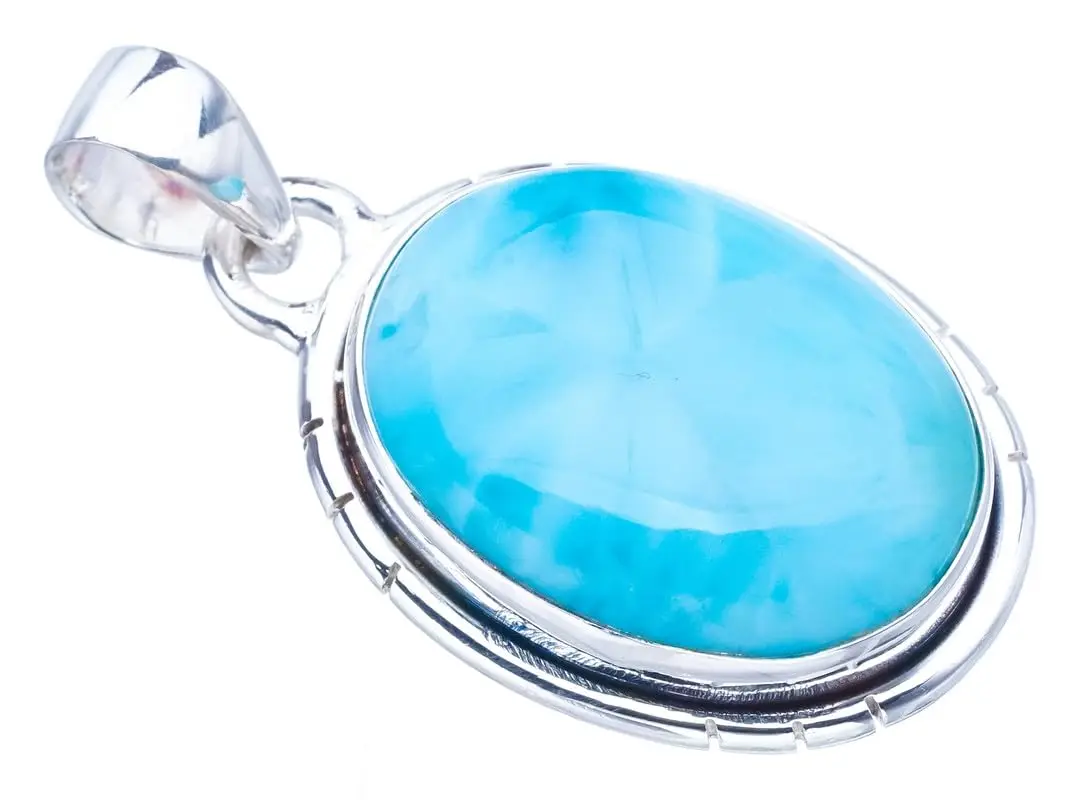 

StarGems® Natural Larimar Handmade 925 Sterling Silver Pendant 1.25" F3377