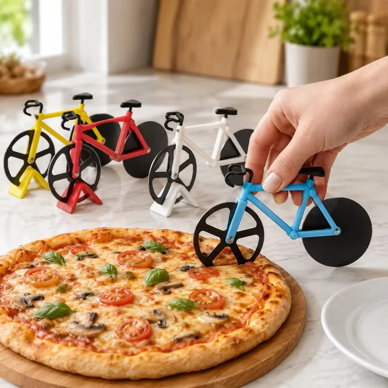 Bicycle-shaped Pizza Cutter Stainless Steel Cutting Wheel Fun Bicycle Pizza Slicer Novelty Kitchen Gadgets