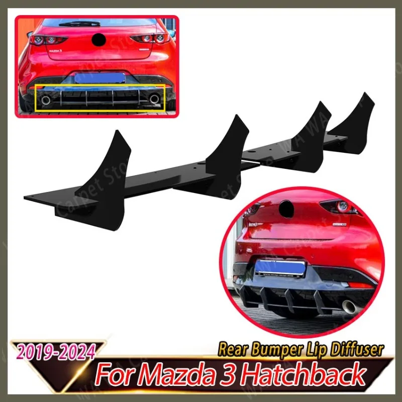 

Rear Bumper Lip Diffuser For Mazda 3 Hatchback 2019-2024 Car Posterior Spoiler Blade Splitter Auto Accessories Body Kit Tuning