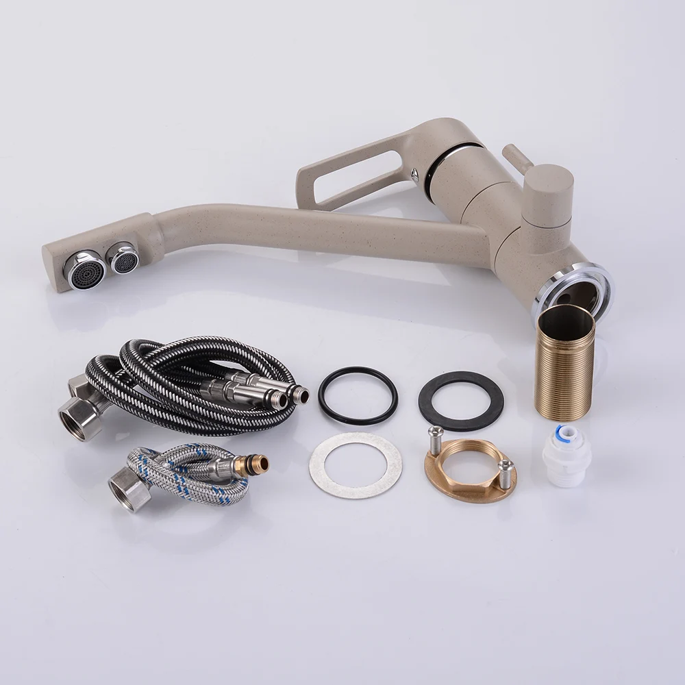 360° Rotation Kitchen Faucet Hot and Cold Mixer 3 Way Filter Tap Copper Dual Spout Purifier Sink Faucet Direct Drinking Faucet