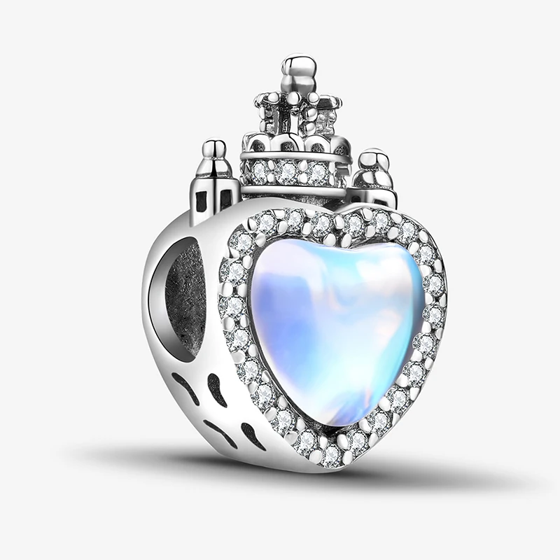 925 Silver Sparkling Love Cast Round  Zircon Charm Beads Fit Pan Original Necklace Bracelet Silver 925 Women Jewelry image 4