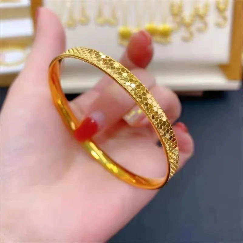SMILE Real gold 18K bracelet Au750 solid non demoulding sequin sparkling bracelet boutique jewelry gift B0030