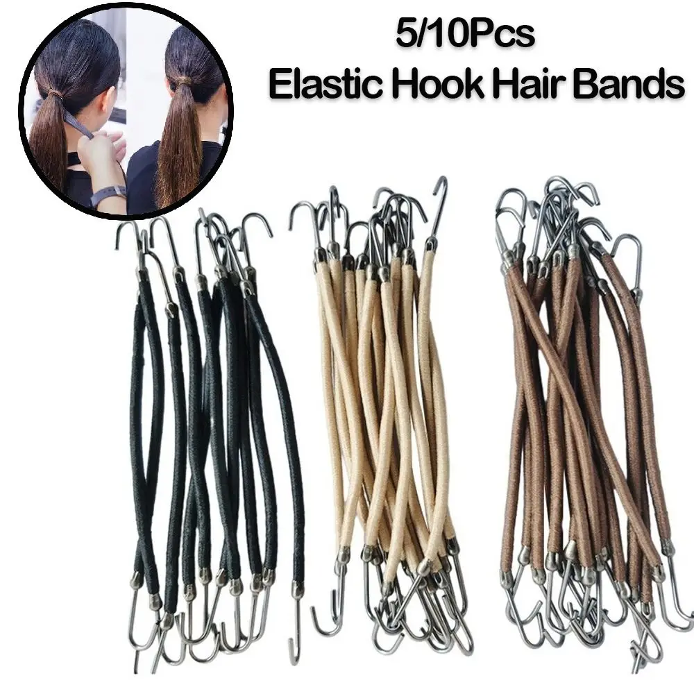 5/10Pcs Rubber Elastic Hook Ponytail Clip High Elastic Design Fixed Rubber Band Ponytail Hair Bands Coiled Hair Hook
