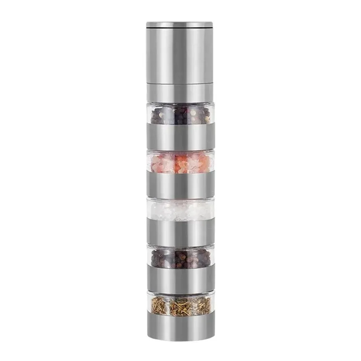 Pepper Grinder, Salt and Pepper Ginder, Stainless Steel Spice Grinder, Multi-Layer Manual Pepper Mill, Spice Crusher A