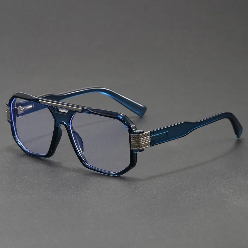 Vintage übergroße Pilotenbrille mit Blaulichtfilter für Männer und Frauen, Büro, Fahren, Streetwear, Alltagsbrille, trendige optische Brille