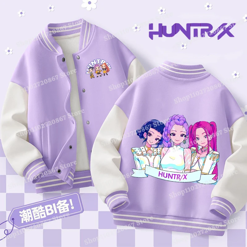 

KPop Demon Hunterss Baseball Jersey Girl Cartoon Anime Pattern Jacket Children Autumn Winter Clothing New Sweatshirt Hoodies Top