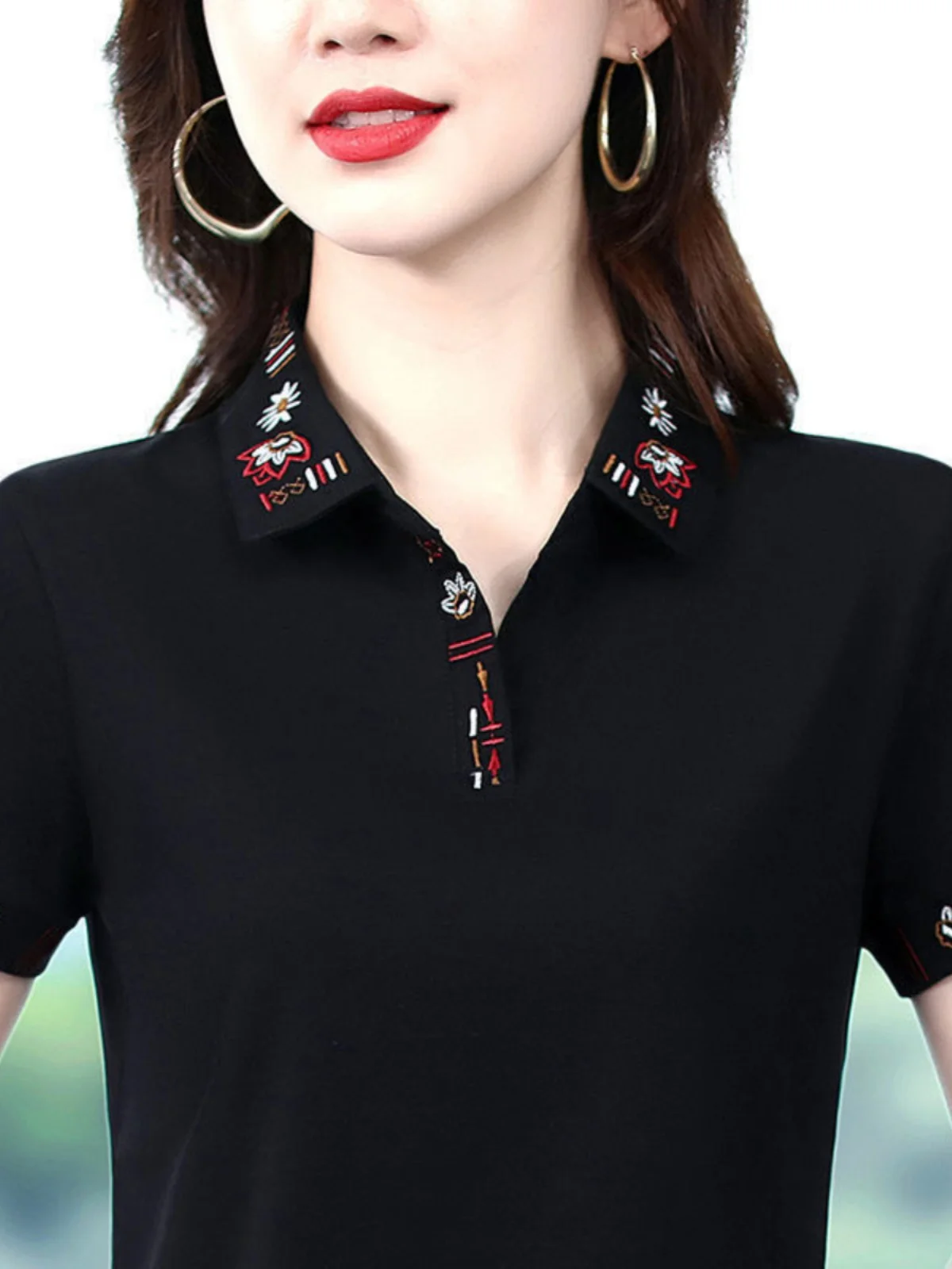 夏用スポーティポロシャツ-レディース-大きいサイズ-コットン-半袖-新スタイル-ルーズフィット-tシャツ-ポケット付き-薄手タオル生地