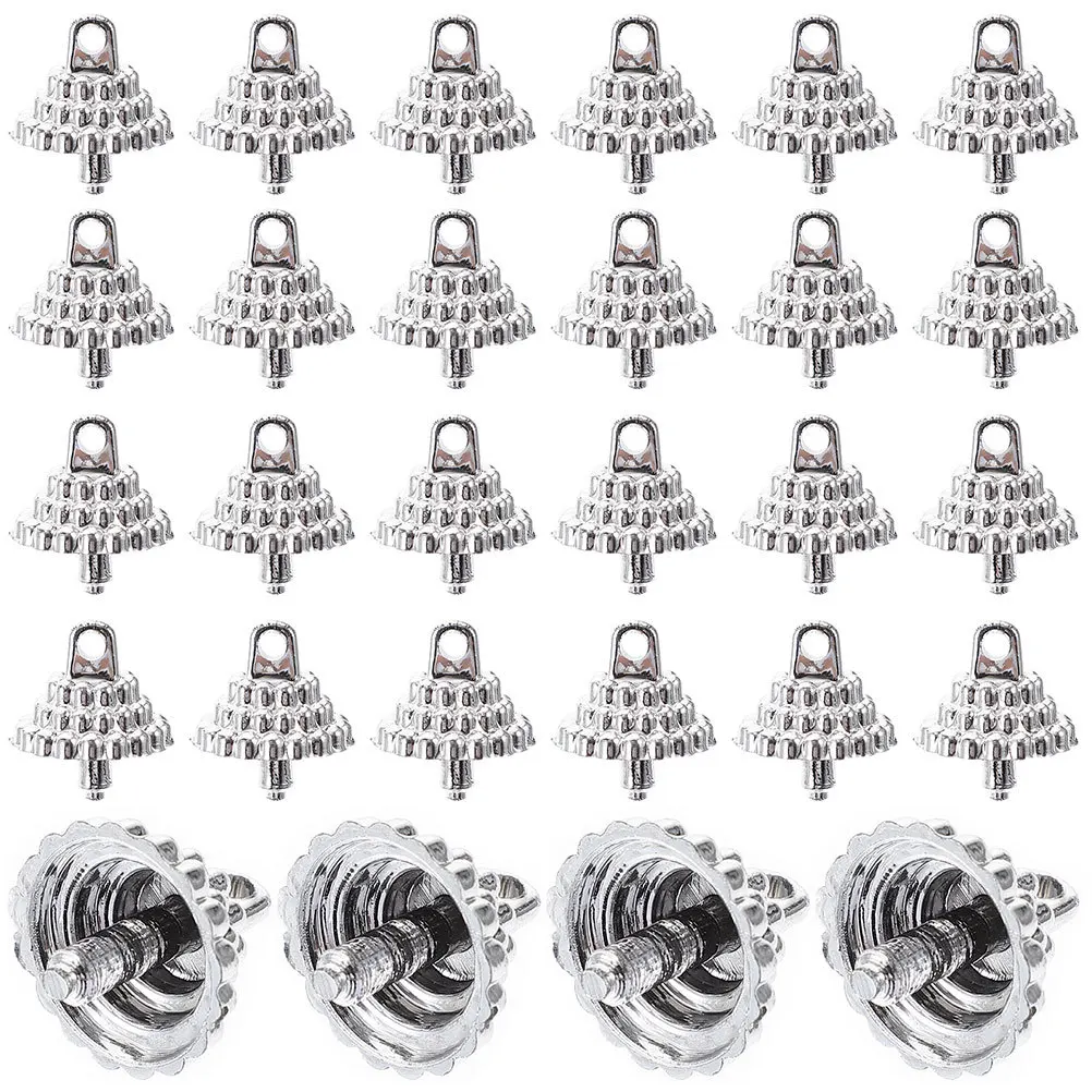 

100Pcs Round Xmas Ornament Caps DIY Christmas Ball Hangers Tops for Craft Projects Decorative Decorations Decorative Ornament