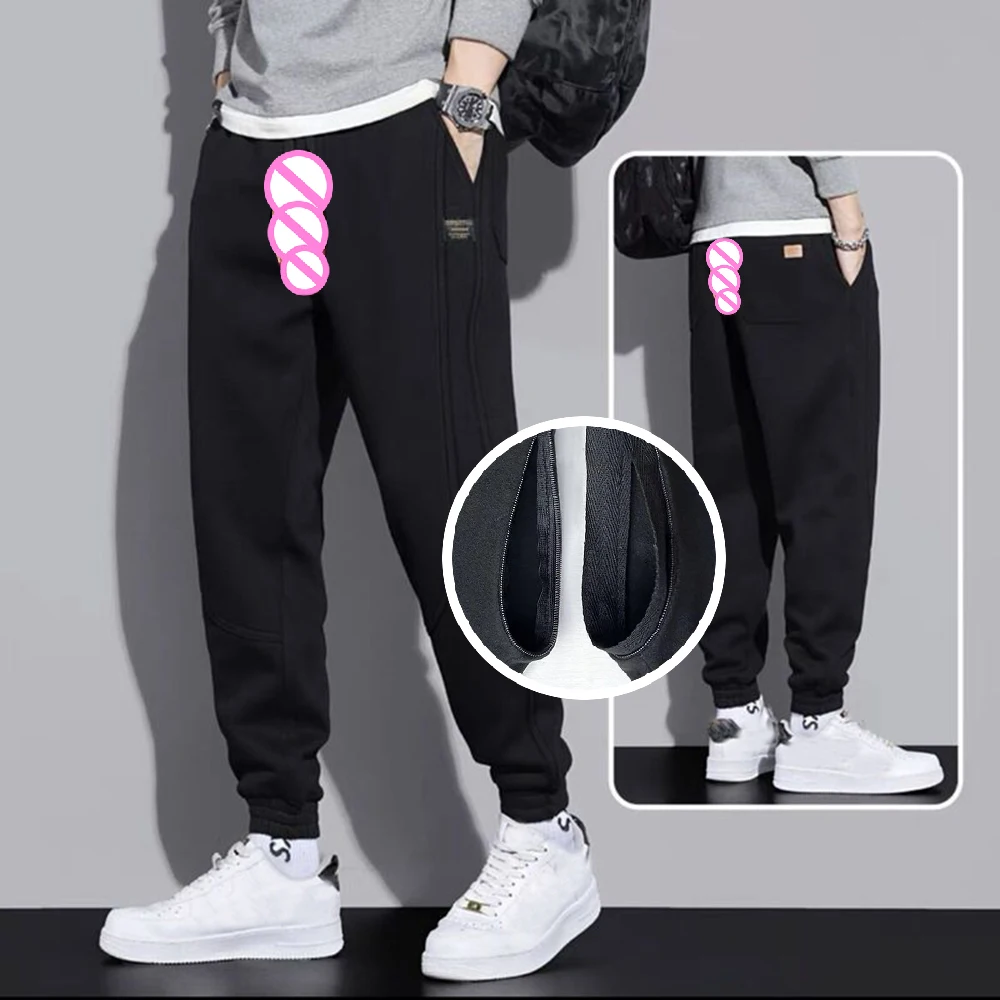 

Sports 9-point Pants Men's Exoticism Spring Autumn Invisible Open Crotch Outdoor Sex Sweatpants Loose Harlan Pant Casual