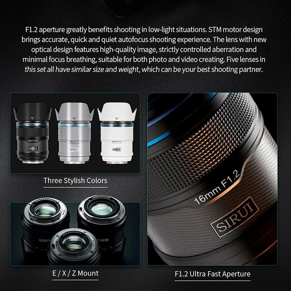 Sirui 16mm 23mm 33mm 56mm 75mm F1.2 スナイパーシリーズ APS-C