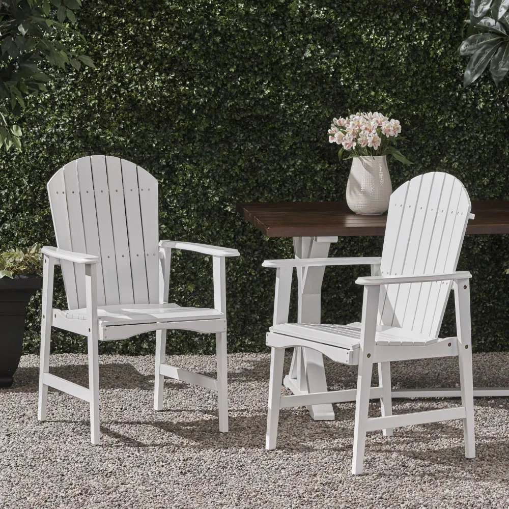 

YQXH Outdoor Weather Resistant Acacia Wood Adirondack Dining Chairs (Set of 2), White Finish
