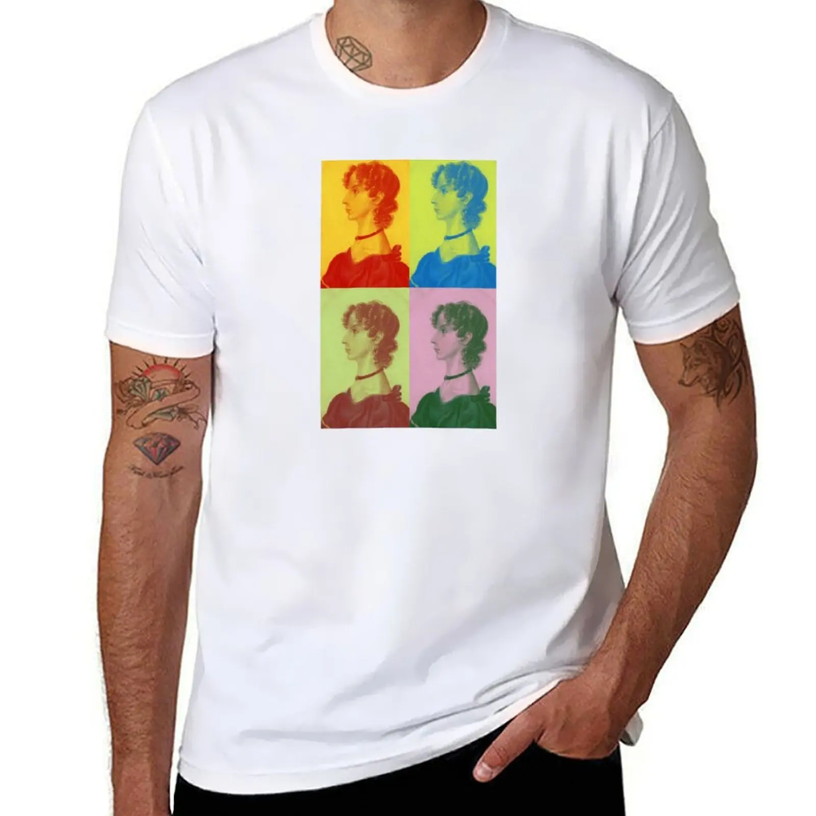 Colored portraits of Anne Bront?, originally drawn by Charlotte Bront? T-Shirt cotton t shirts high quality T-Shirt
