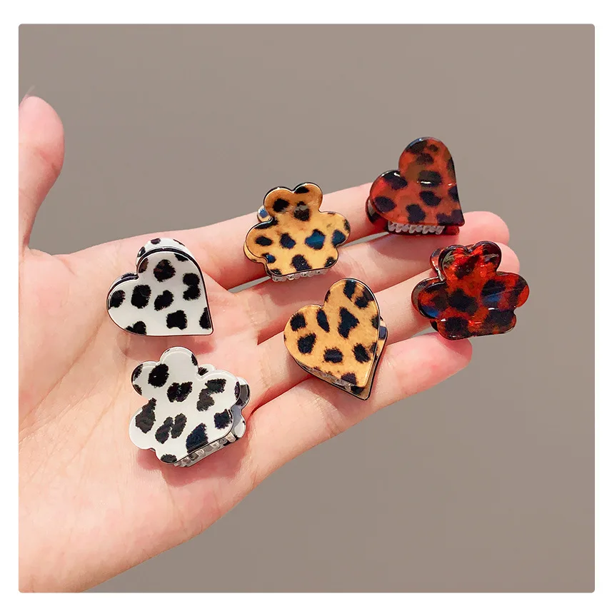 2026 Neue Mini-Haarklammern für Kinder mit Leopardenmuster und Herzform, Vintage-Blumenform, Haarschonend, Rutschfest, Haaraccessoires für Kleinkinder und Mädchen – Detail 6