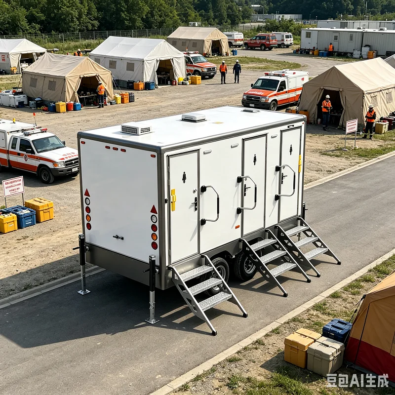 Mobile Bathroom Trailer, Portable Toilet Trailer Customizable Water Connection and Ventilation for Festivals Outdoor Events