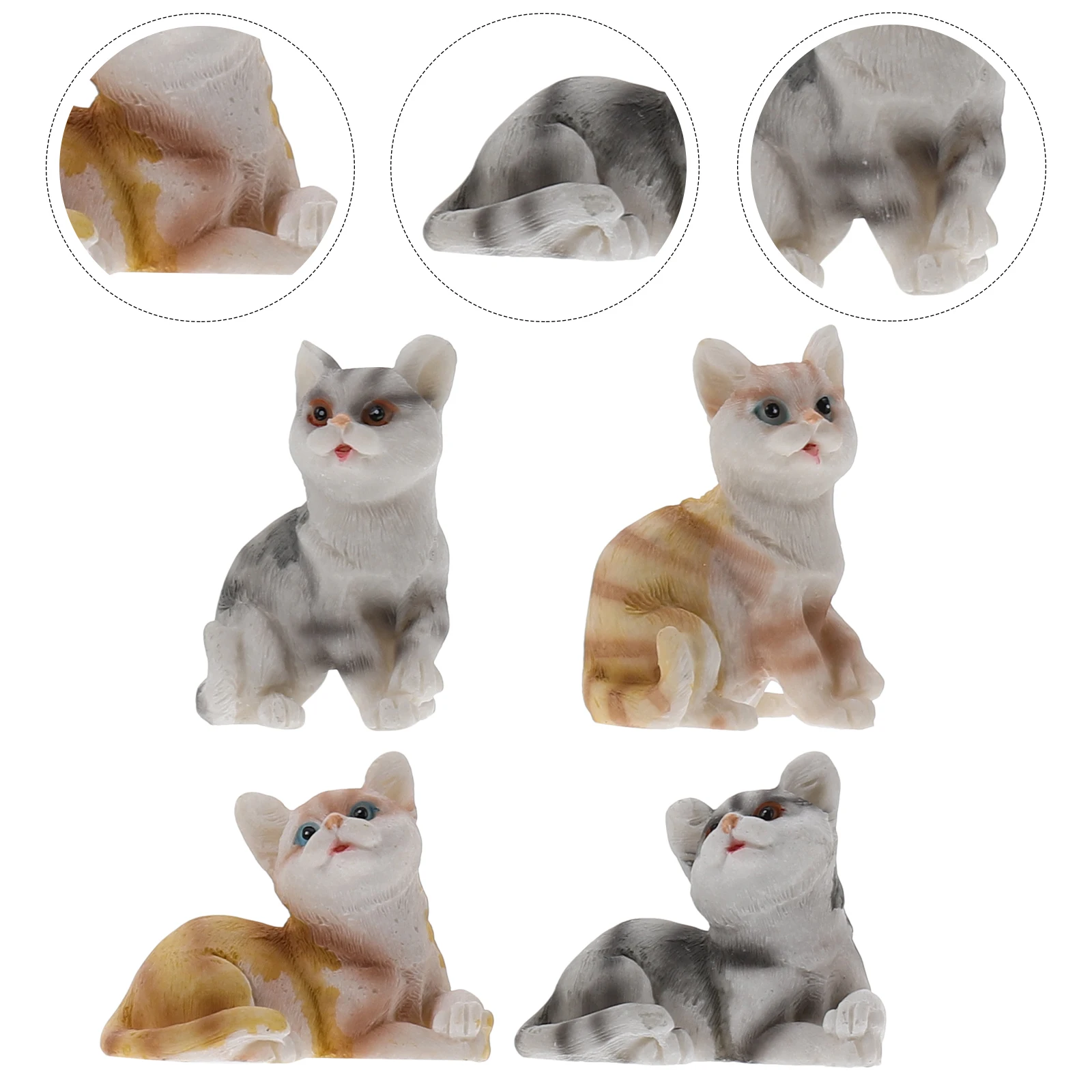 

4 Pcs Cat naments Desktop Decor Household Cartoon Cat Desktop nament Simulation Feline Statues Gift Friends Family