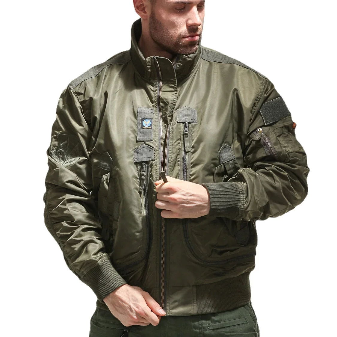 

Mens Autumn Winter Waterproof Bomber Jacket Outdoor Military Multi-pocket MA-1 Air Force Windbreaker Coats Mens Tactical Outwear