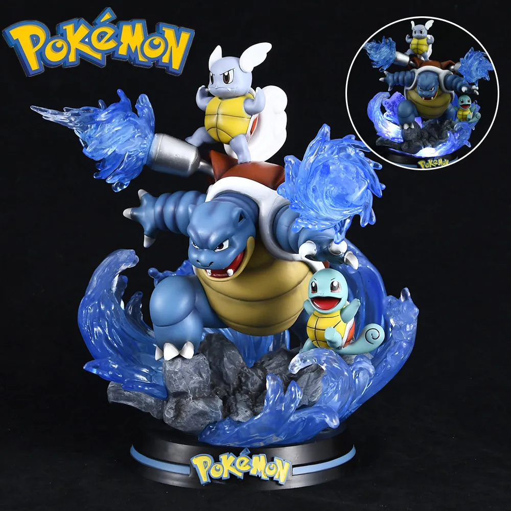 Anime Pokemon GK Squirtle Blastoise Figure EGG PVC Statue LED Model Collectible Action Figurine Doll Decor Gift Toy for Children