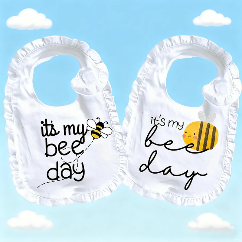 

It's My Bee Day Ruffle Bib Children First Bee Themed Birthday Party Accessories Baby Shower Decoration Supplies Cake Smash Prop