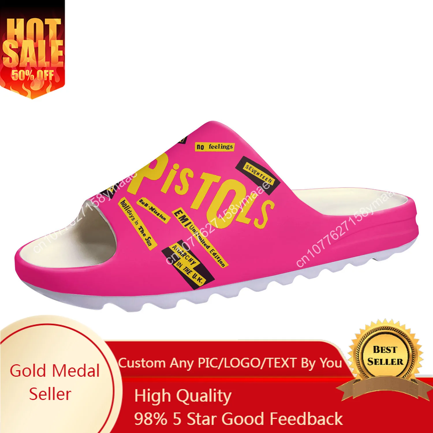 

Sex Pistols Soft Sole Sllipers Home Clogs Water Shoes Mens Womens Teenager God Save The Queen Bathroom Customize on Shit Sandals