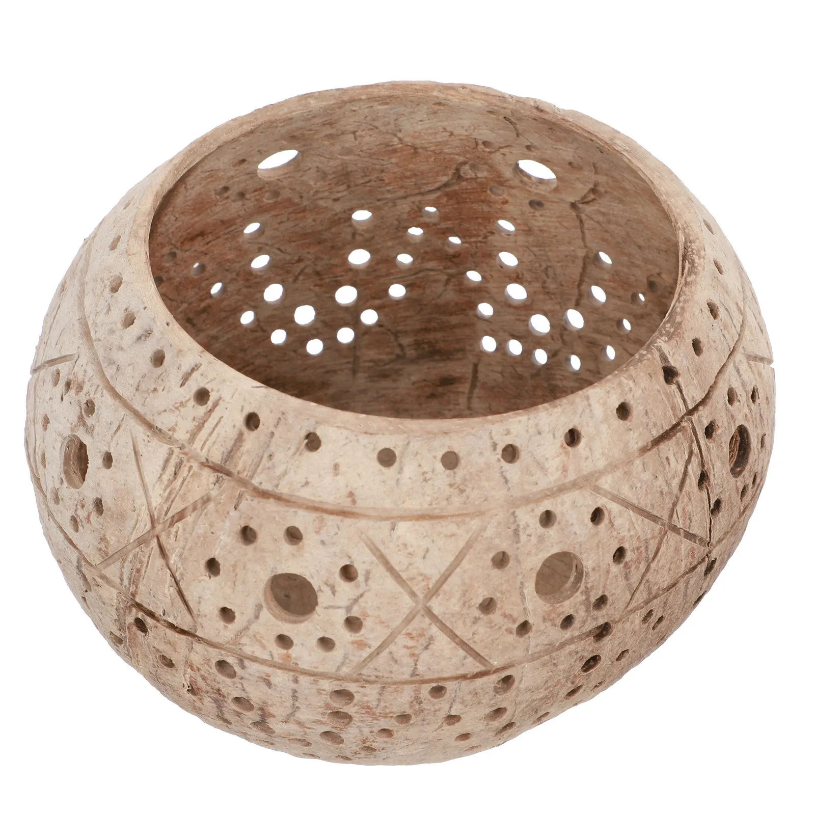 

1pc Decorative Holder Coconut Shell Design Hollow Out Table Candleholder For Home Wedding Party Hotel Decor Desktop