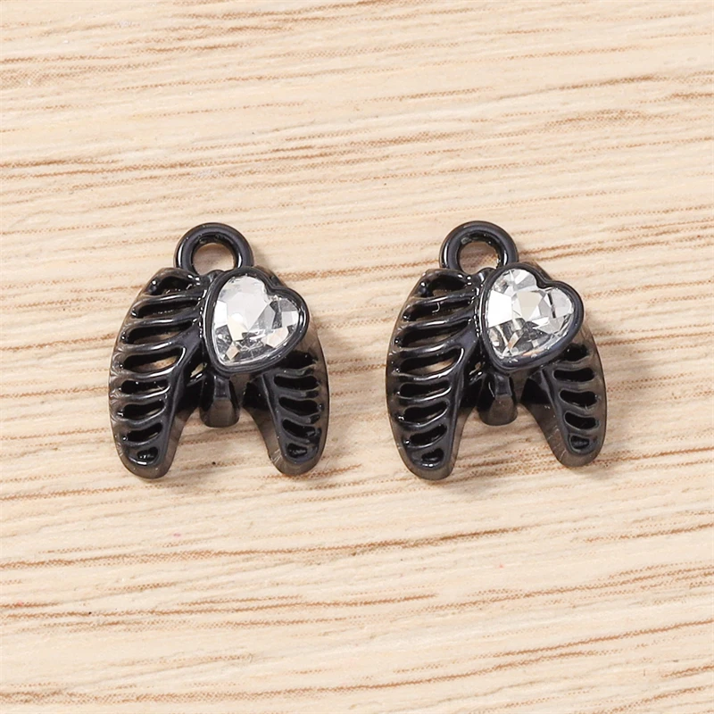 5 Stück 11 x 13 mm niedliche Kristall-Metallflügel-Herz-Anhänger, passend für Halsketten, Ohrringe, Armbänder, DIY-Handwerk, Schmuckherstellung, Zubehör – Detail 12
