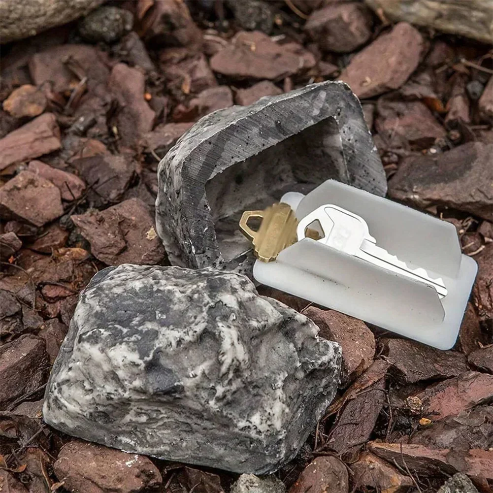 Piedra de jardín oculta una llave de repuesto, piedra de camuflaje falsa, diversión, se ve como piedra Real, segura para patio al aire libre, Geocaching