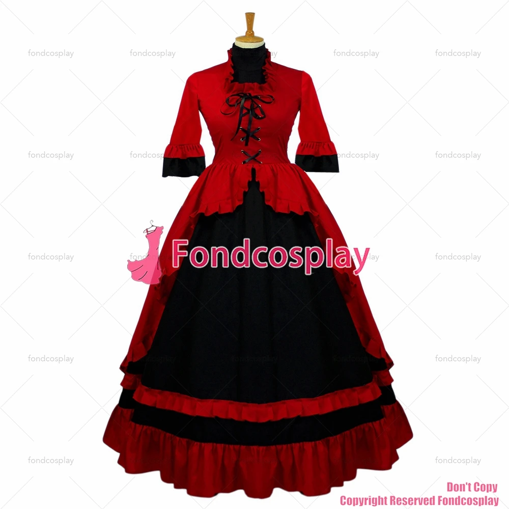 fondcosplay Victoria Rococo Medieval Gown Gothic Lolita Punk Ball red cotton Dress Cosplay Costume Custom-made[G635]