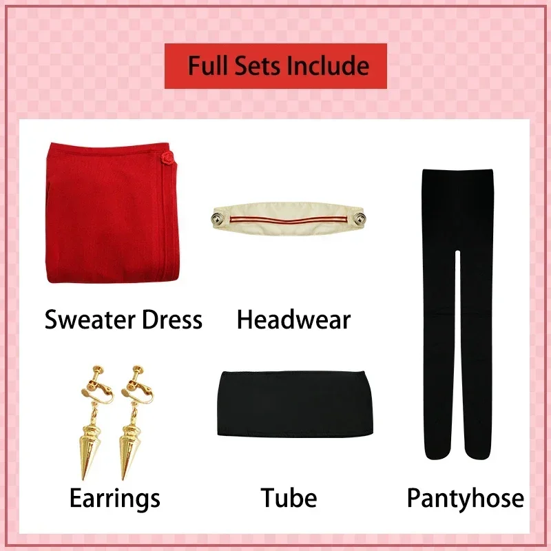 Disfraz de Anime Spy Family Forger Yor Briar para mujer, suéter rojo Sexy, Mini vestido de princesa con púas, costo de Cosplay MN3