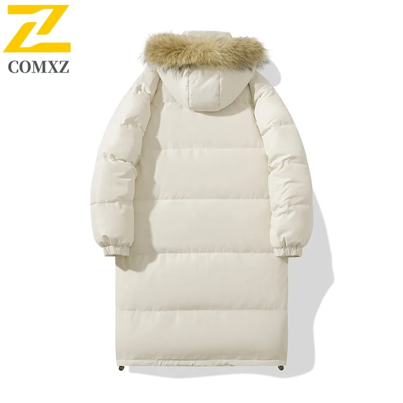 COMXZ Men Winter Jackets 2025 Fashion Mid Length Snow Coldproof High Quality Urban Padded Jacket Lightweight Daily Padding Coat