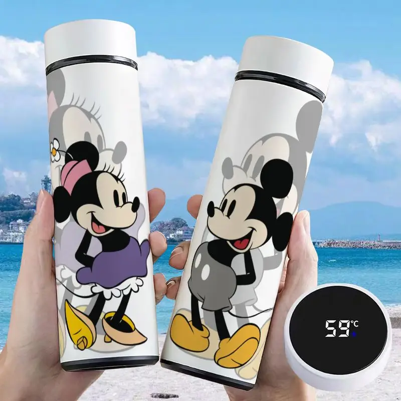 Mickey Minnie male and female couples new creative cartoon pattern intelligent temperature display stainless steel thermos cup