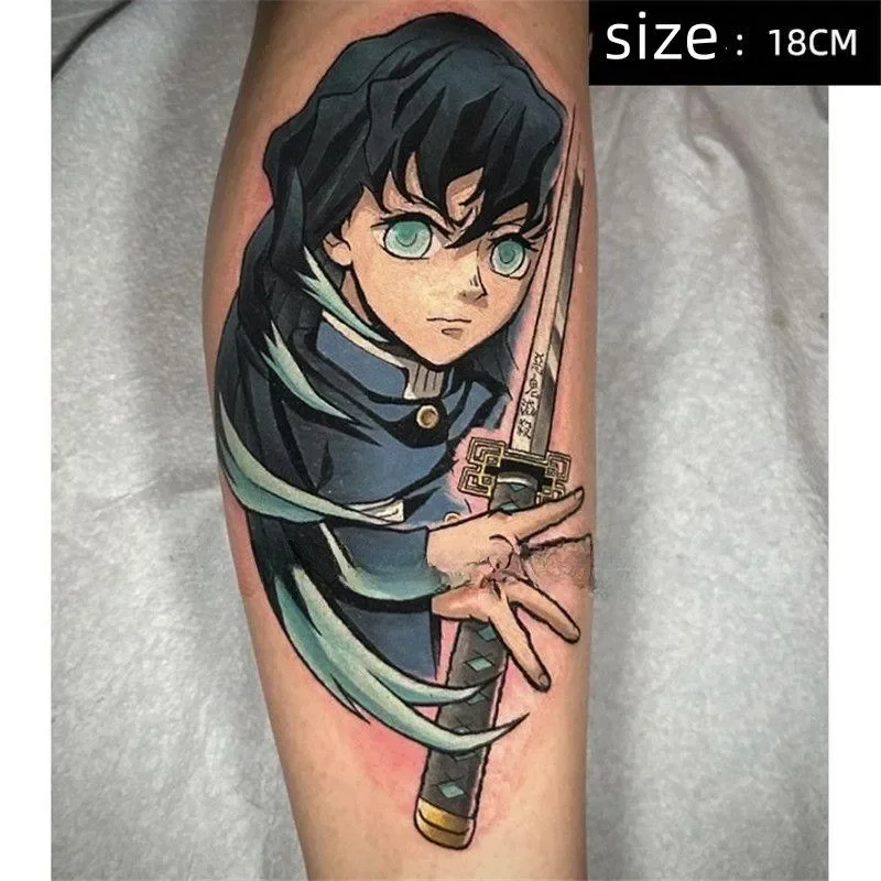 

Anime Tokitou Muichirou Temporary Tattoos Cartoon Kisatsuta Tatoo Body Art Waterproof Fake Tattoo Sticker for Woman Man
