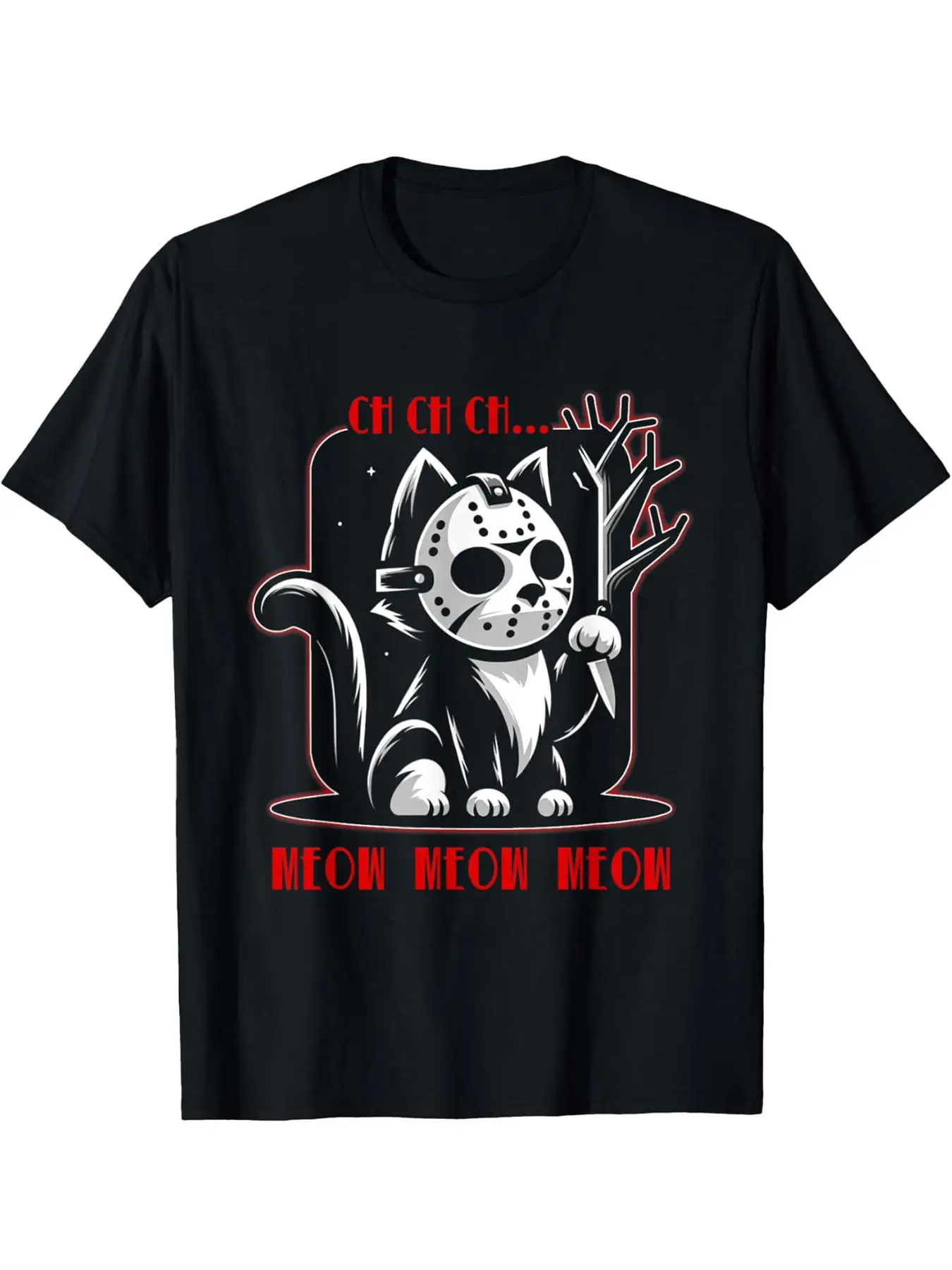 

LocalGraphic Cat Horror Movie Cute Kitten Funny T-Shirt