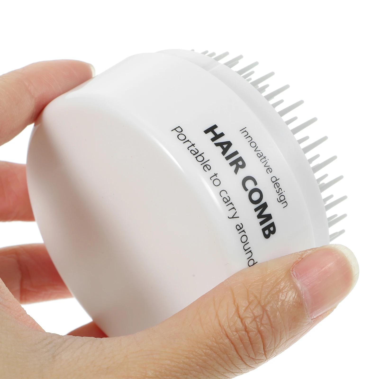 

Portable Paddle Detangling Massage Comb Lightweight Travel Hairbrush Scalp Care Design Mini Round Wet Dry