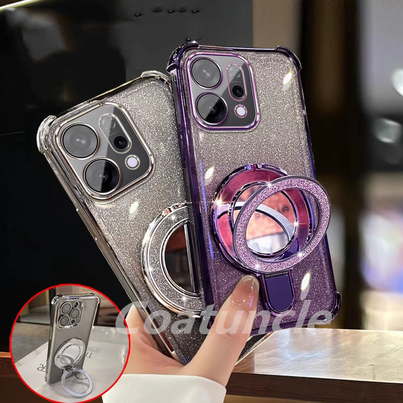 Für Xiaomi Redmi 15C Hinweis 15 Hinweis 14 Pro Plus 14C POCO C85 5G Fall Glitter Spiegel Magnetische halterung Telefon Halter Armband Abdeckung – Detail 2
