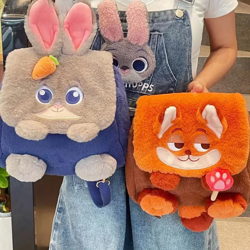 

Disney Zootopia Merchandise Judy Nick Flip Top Backpack Plush Crossbody Couple Decorations Large Capacity Kawaii Cute Gift