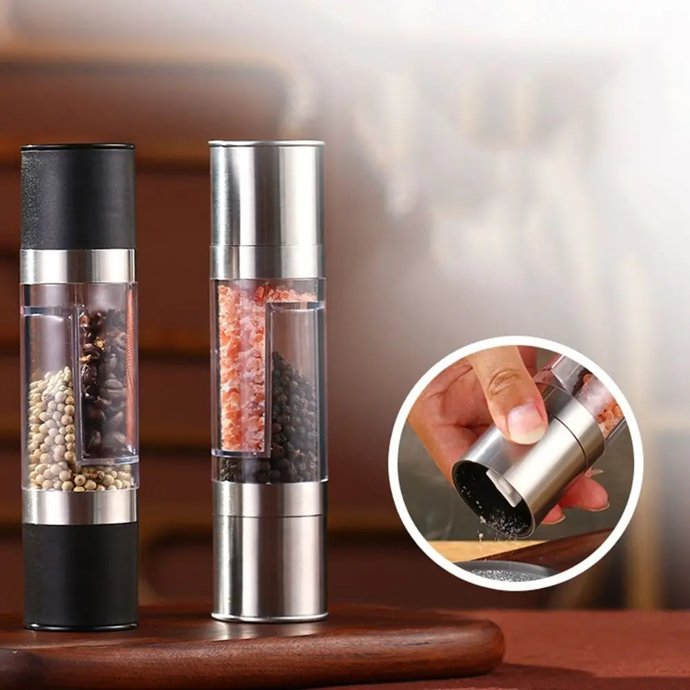 

Adjustable Manual Pepper Grinder Kitchen Gadgets Refillable Sea Salt Spice Mill 2 in 1 Washable Pepper Mills