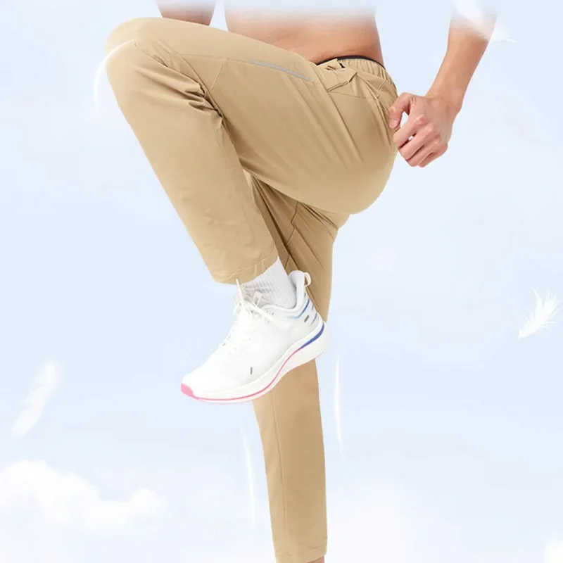 Men Comfortable Light Quick Drying Sport Pants Thin Slim Pant Straight Thin Trousers Male Drawstring Design Elastic Sweatpants