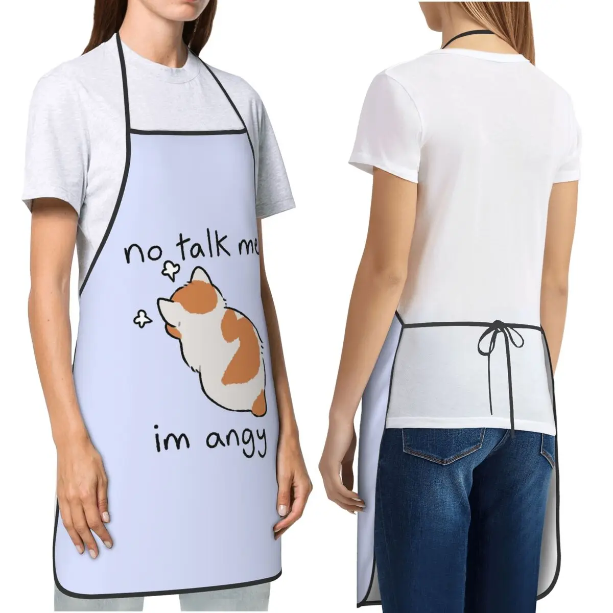 No Talk Me Apron Chef Cooking Cuisine Tablier Bib Kitchen Cleaning Pinafore for Women Men Painting